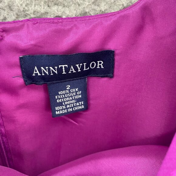 Ann Taylor Dress Womens 2 Purple Silk Sheath Sleeveless U Neck Knee Length Beads - Picture 5 of 9